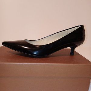 Coach Unipump Jet Mırror Black Classic Leather Kitten Heels Women’s  Size 7.5 W